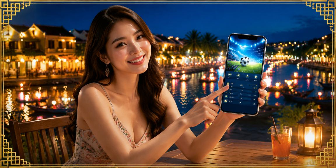 Người chơi thư giãn tại Hội An thưởng thức cà phê và theo dõi kèo thể thao một cách thoải mái